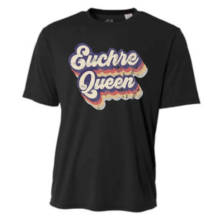 Euchre Queen Euchre Card Game Player Vintage Euchre Cooling Performance Crew T-Shirt