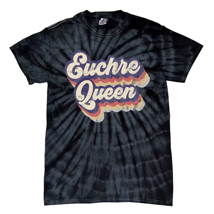 Euchre Queen Euchre Card Game Player Vintage Euchre Tie-Dye T-Shirt