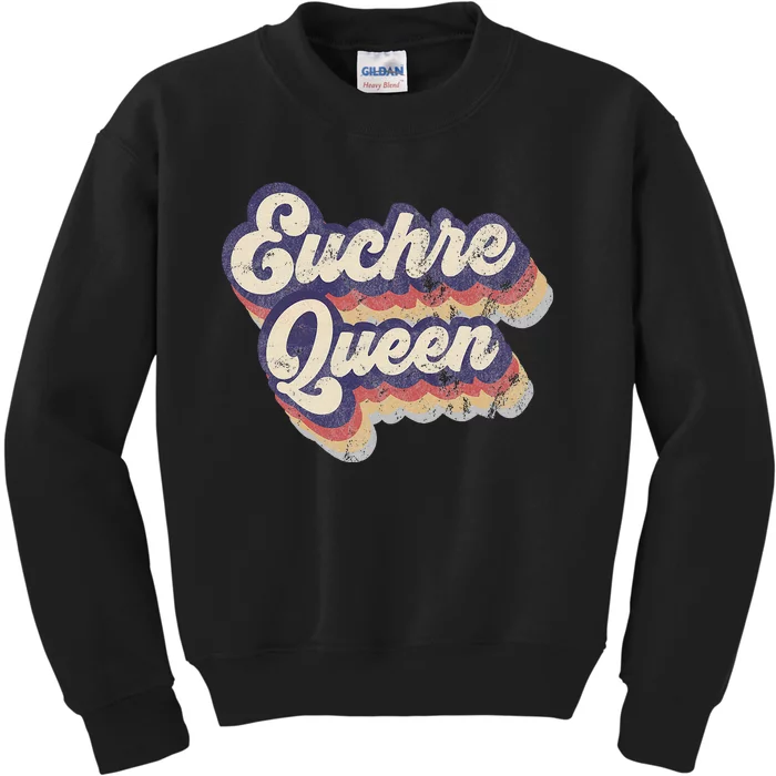 Euchre Queen Euchre Card Game Player Vintage Euchre Kids Sweatshirt