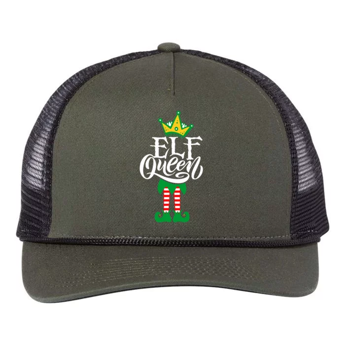 Elf Queen Matching Family Group Elf Squad Christmas Gift Funny Gift Retro Rope Trucker Hat Cap