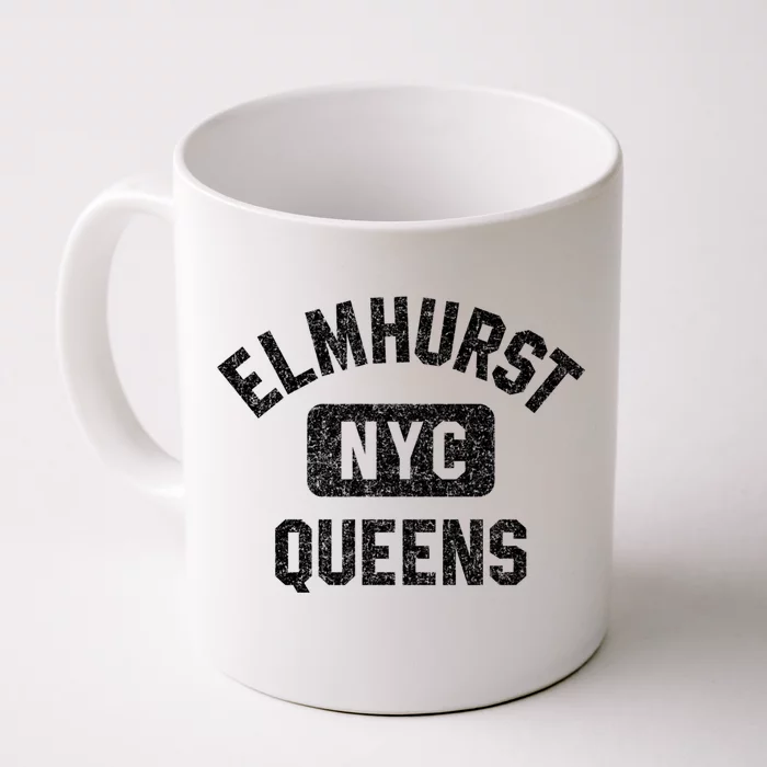 Elmhurst Queens Nyc Gym Style Distressed White Print Gift Front & Back Coffee Mug