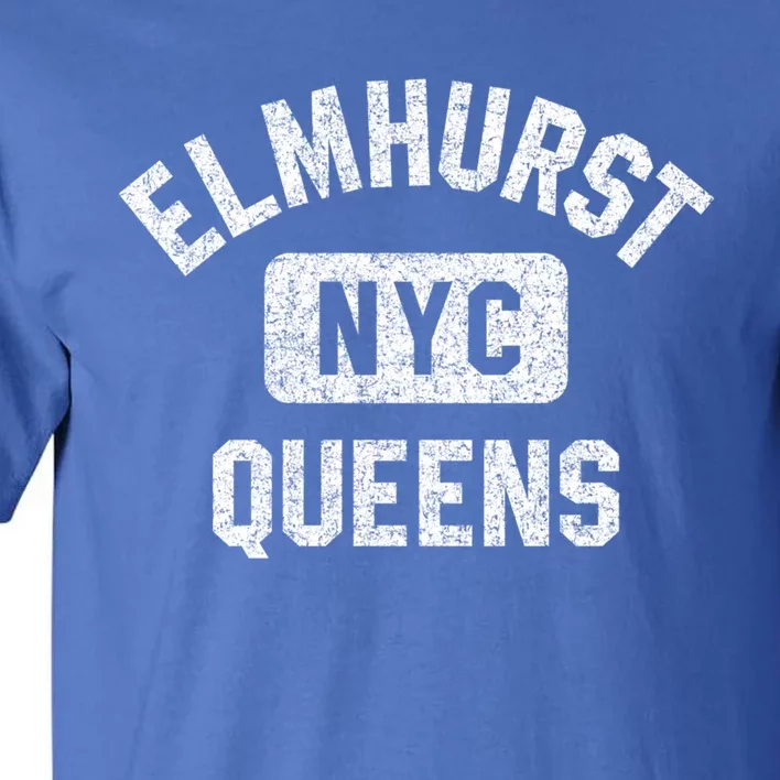 Elmhurst Queens Nyc Gym Style Distressed White Print Gift Tall T-Shirt