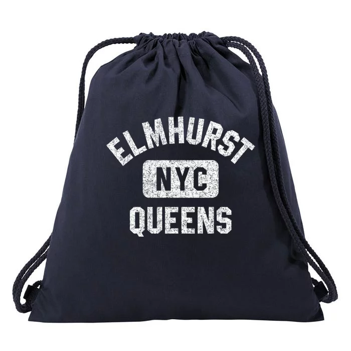 Elmhurst Queens Nyc Gym Style Distressed White Print Gift Drawstring Bag