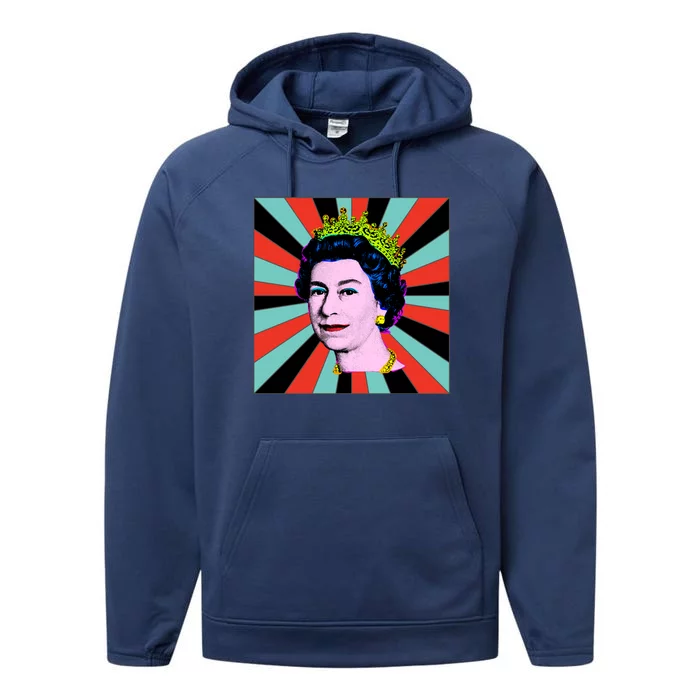 Elizabeth Queen Of England Retro Sun Queen Cool Gift Performance Fleece Hoodie