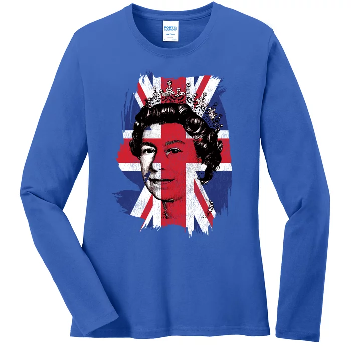 Elizabeth Queen Of England Union Jack Flag Queen Of England Cool Gift Ladies Long Sleeve Shirt