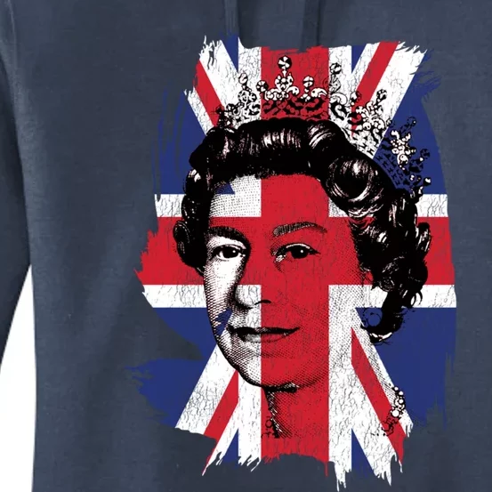 Elizabeth Queen Of England Union Jack Flag Queen Of England Cool Gift Women's Pullover Hoodie