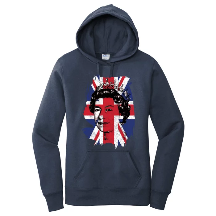 Elizabeth Queen Of England Union Jack Flag Queen Of England Cool Gift Women's Pullover Hoodie