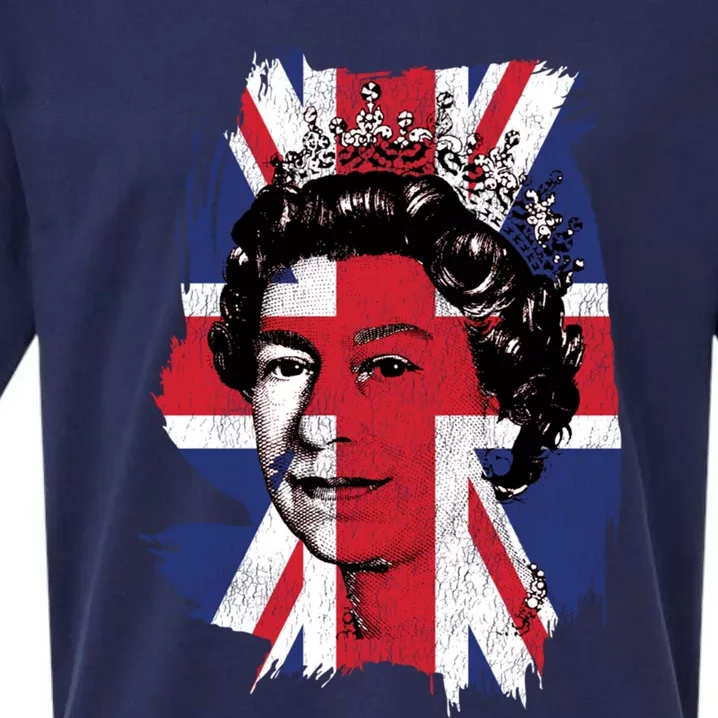 Elizabeth Queen Of England Union Jack Flag Queen Of England Cool Gift Sueded Cloud Jersey T-Shirt