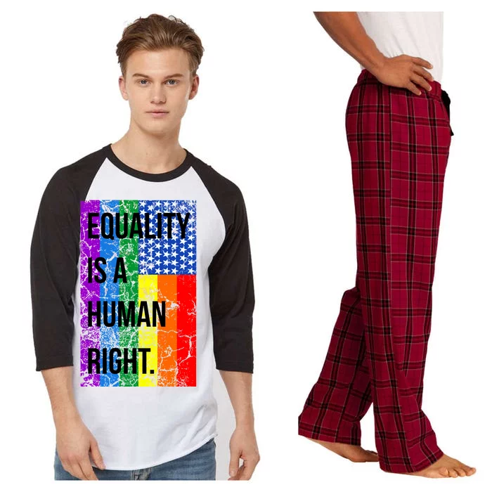 Equality Is A Human Right USA Flag Raglan Sleeve Pajama Set