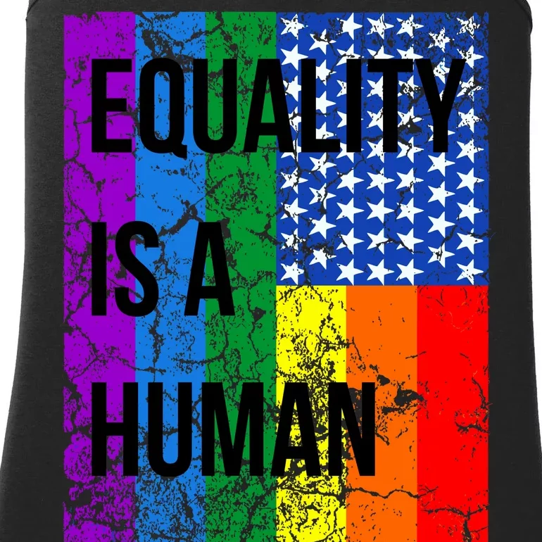 Equality Is A Human Right USA Flag Ladies Essential Tank