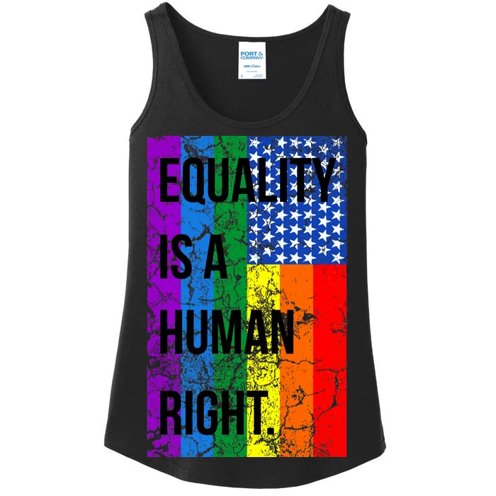 Equality Is A Human Right USA Flag Ladies Essential Tank