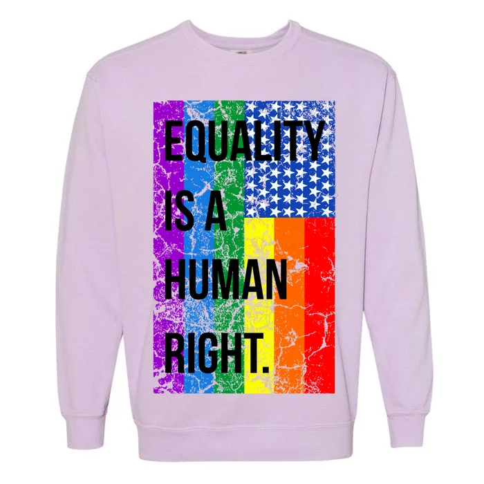 Equality Is A Human Right USA Flag Garment-Dyed Sweatshirt