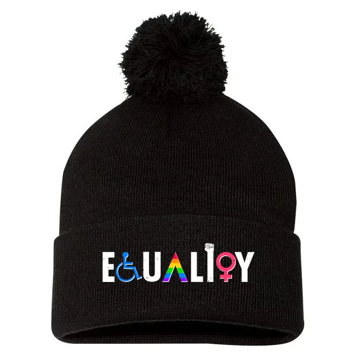 Equality LGBT Human Rights Pom Pom 12in Knit Beanie