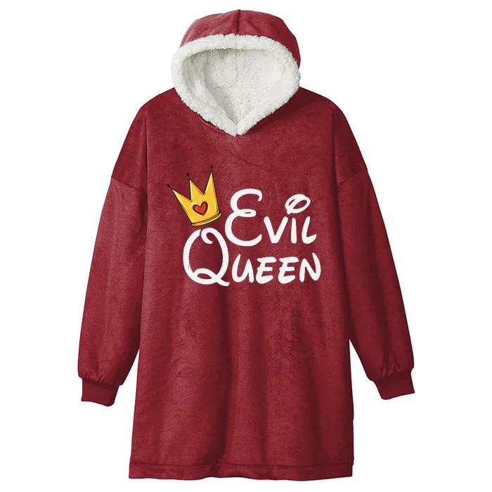 Evil Queen With Crown Black Halloween Hooded Wearable Blanket