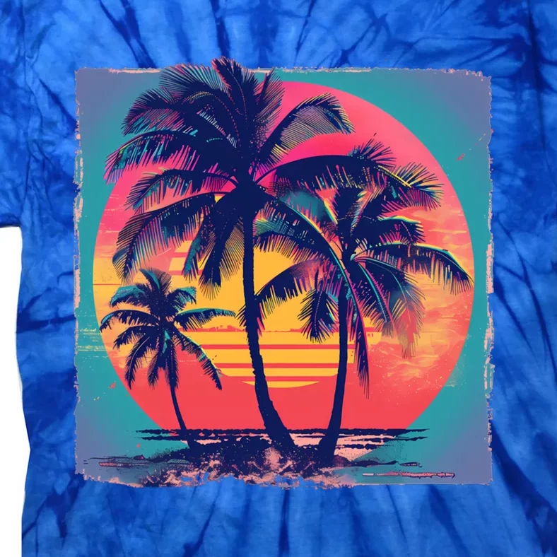 Eighties Retro 80s Style Beach Palm Trees Summer Gift Tie-Dye T-Shirt