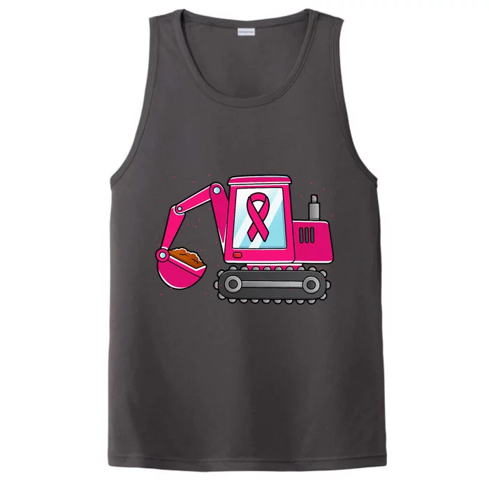 Excavator Ribbon Breast Cancer Awareness Performance Tank