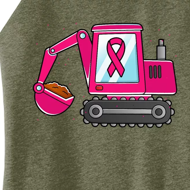 Excavator Ribbon Breast Cancer Awareness Women’s Perfect Tri Rocker Tank