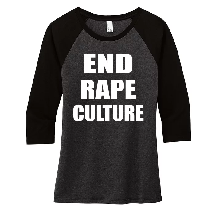 End Rape Culture Women's Tri-Blend 3/4-Sleeve Raglan Shirt