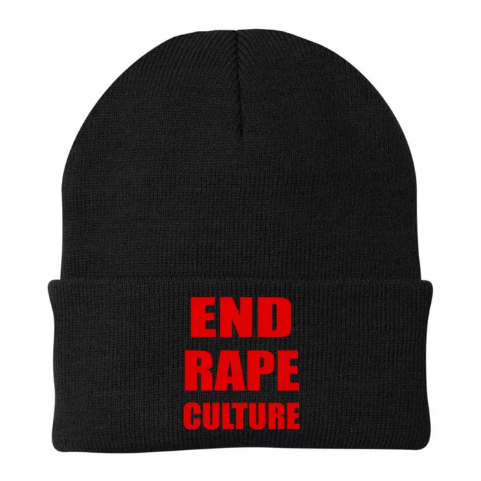 End Rape Culture Red Imprint Knit Cap Winter Beanie