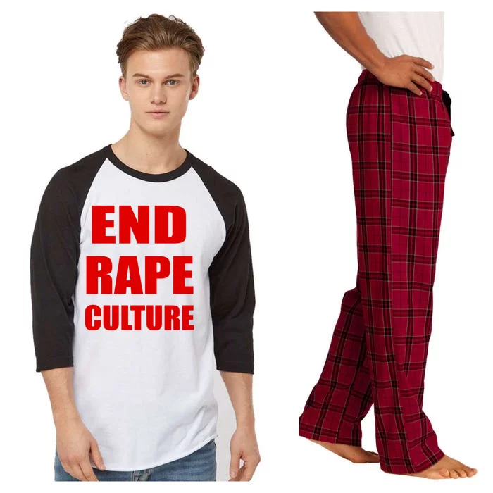 End Rape Culture Red Imprint Raglan Sleeve Pajama Set