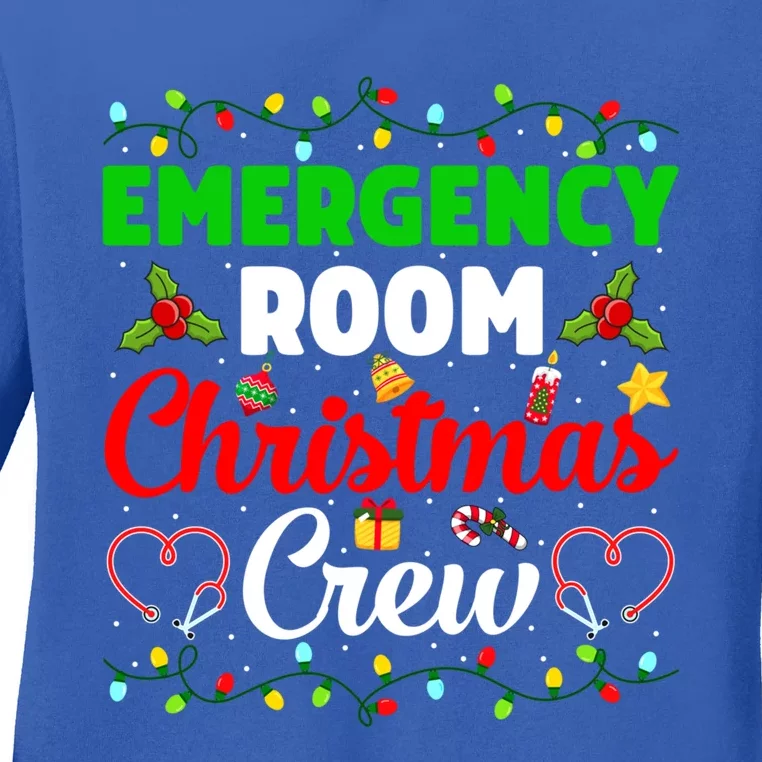 Emergency Room Christmas Crew Xmas Nurse Icu Funny Nursing Gift Ladies Long Sleeve Shirt