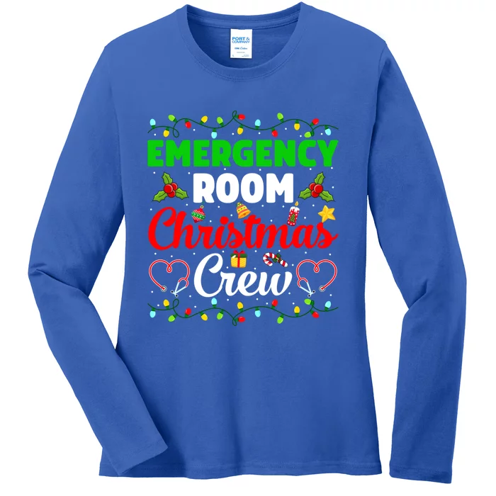 Emergency Room Christmas Crew Xmas Nurse Icu Funny Nursing Gift Ladies Long Sleeve Shirt