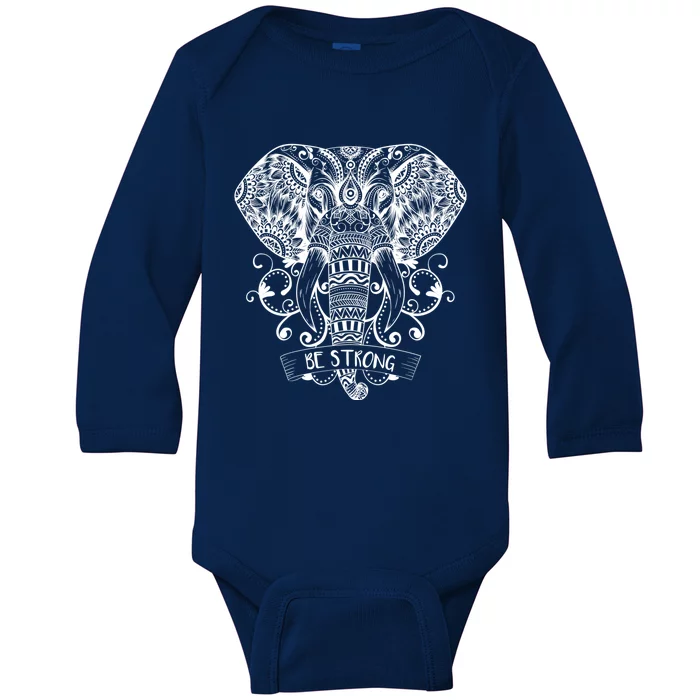 Elephant Reiki Dala And Yoga Native American Meditation Gift Baby Long Sleeve Bodysuit