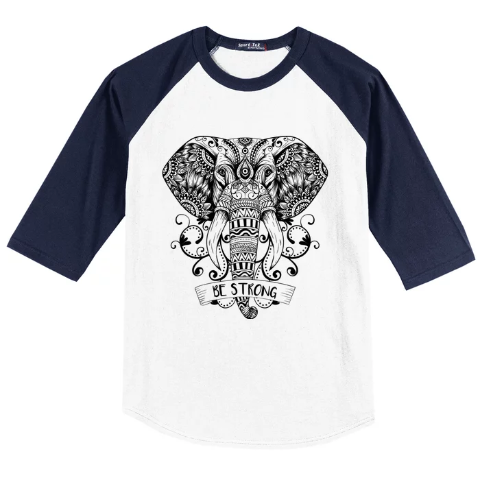 Elephant Reiki Dala And Yoga Native American Meditation Gift Baseball Sleeve Shirt