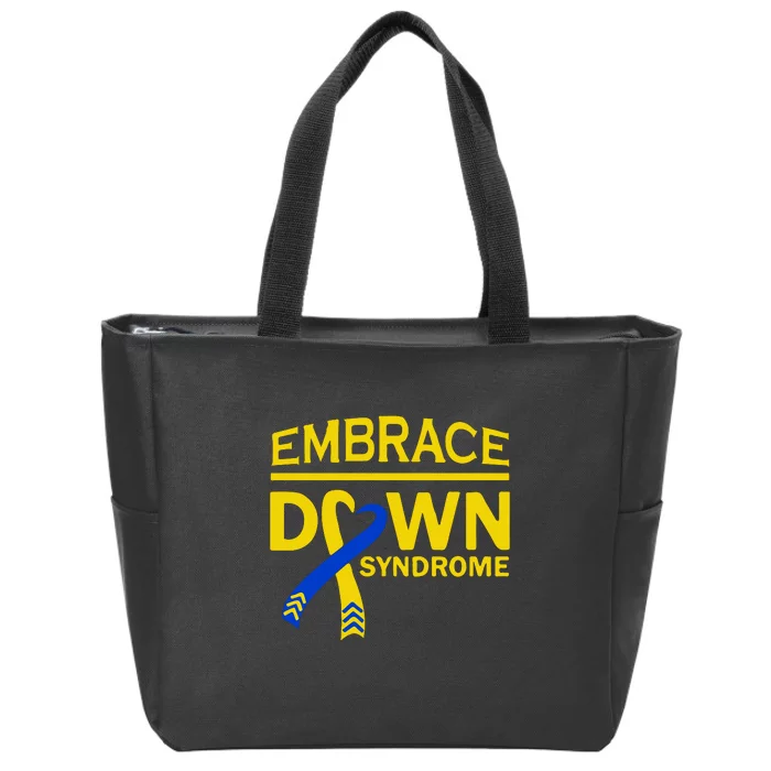 Embrace Ribbon Down Syndrome Awareness Gift Zip Tote Bag