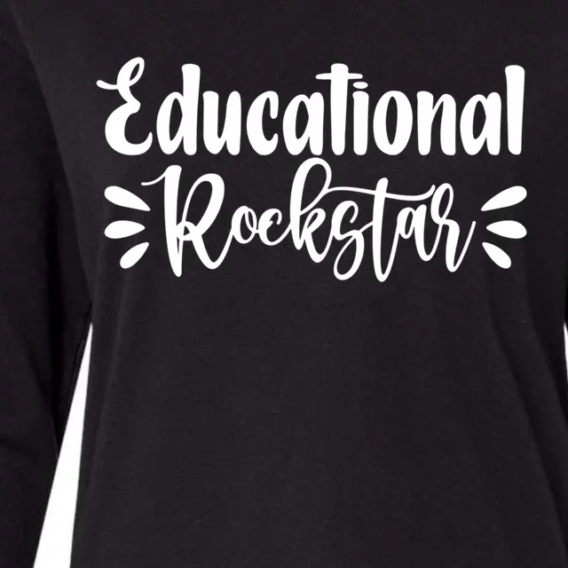 Educational Rockstar Funny Graphic Teacher Tee Gift Womens Cotton Relaxed Long Sleeve T-Shirt