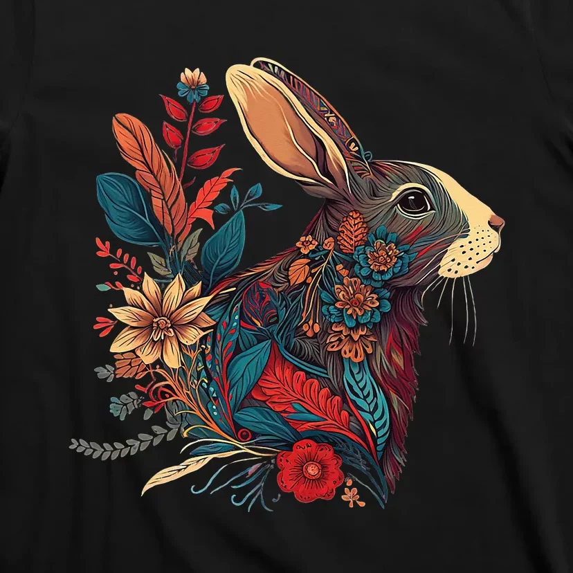 Easter Rabbit Floral Graphic T-Shirt