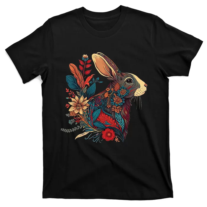 Easter Rabbit Floral Graphic T-Shirt