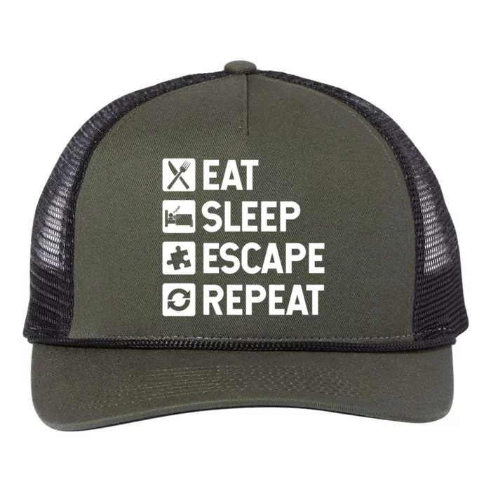 Escape Room Game Eat Sleep Escape Repeat Cute Gift Retro Rope Trucker Hat Cap