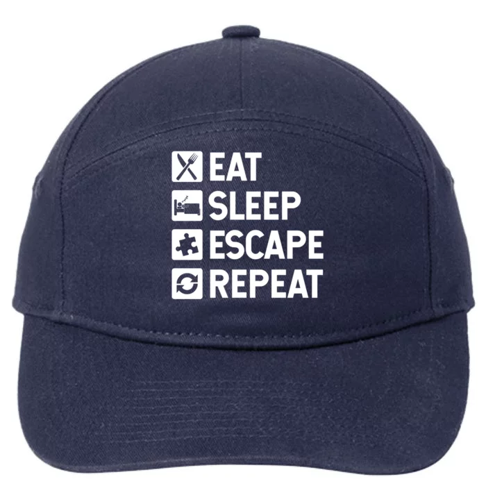 Escape Room Game Eat Sleep Escape Repeat Cute Gift 7-Panel Snapback Hat