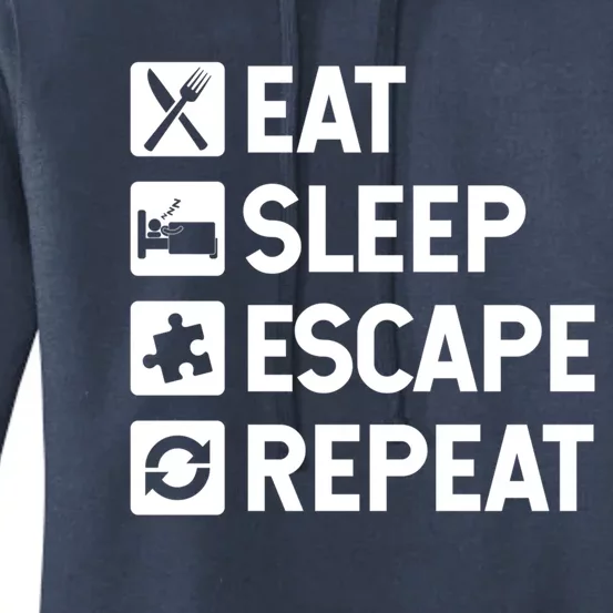 Escape Room Game Eat Sleep Escape Repeat Cute Gift Women's Pullover Hoodie