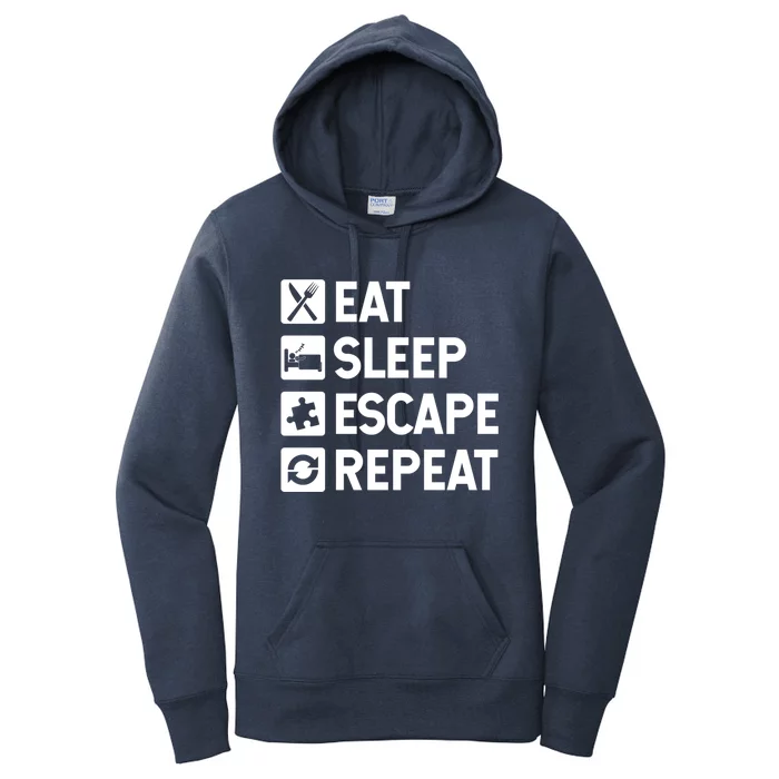 Escape Room Game Eat Sleep Escape Repeat Cute Gift Women's Pullover Hoodie