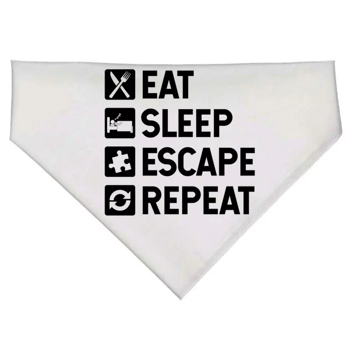 Escape Room Game Eat Sleep Escape Repeat Cute Gift USA-Made Doggie Bandana