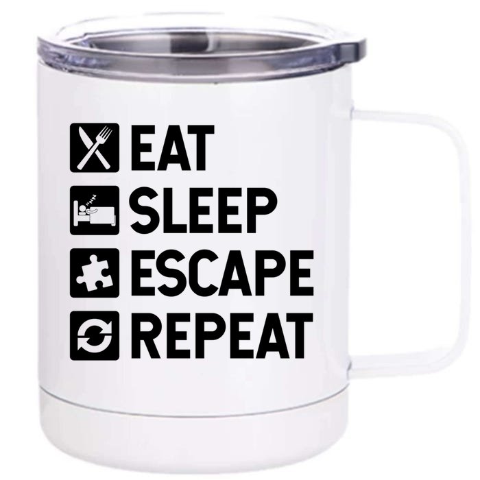 Escape Room Game Eat Sleep Escape Repeat Cute Gift Front & Back 12oz Stainless Steel Tumbler Cup