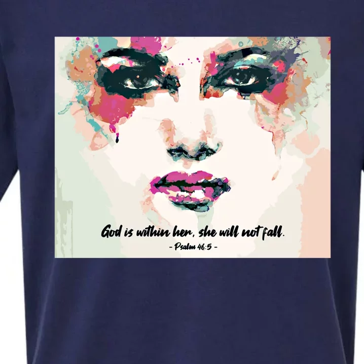 Encouraging Religious God Is Within Her She Will Not Fall Gift Sueded Cloud Jersey T-Shirt