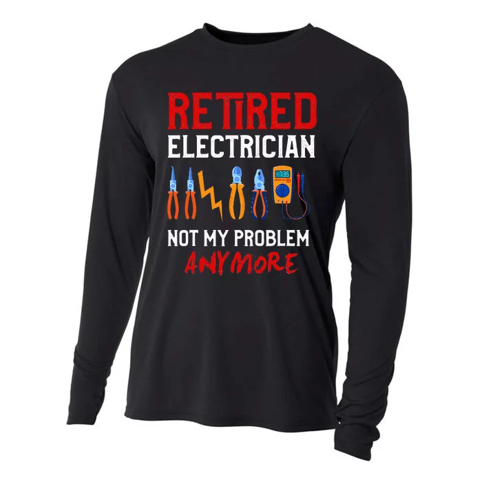 Electrician Retirement Gift Funny Retired Electrician Cooling Performance Long Sleeve Crew