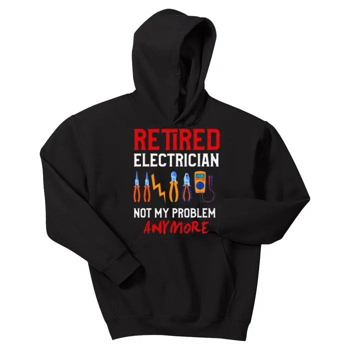 Electrician Retirement Gift Funny Retired Electrician Kids Hoodie