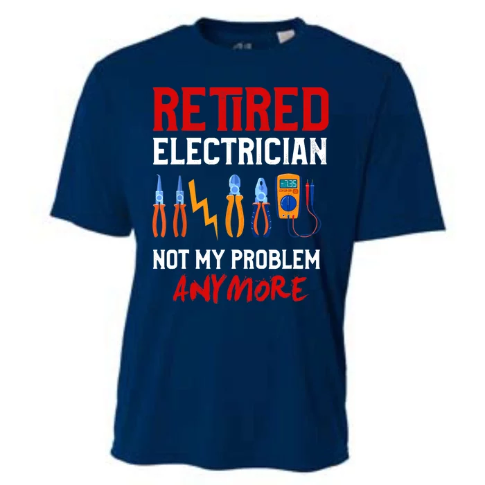 Electrician Retirement Gift Funny Retired Electrician Cooling Performance Crew T-Shirt