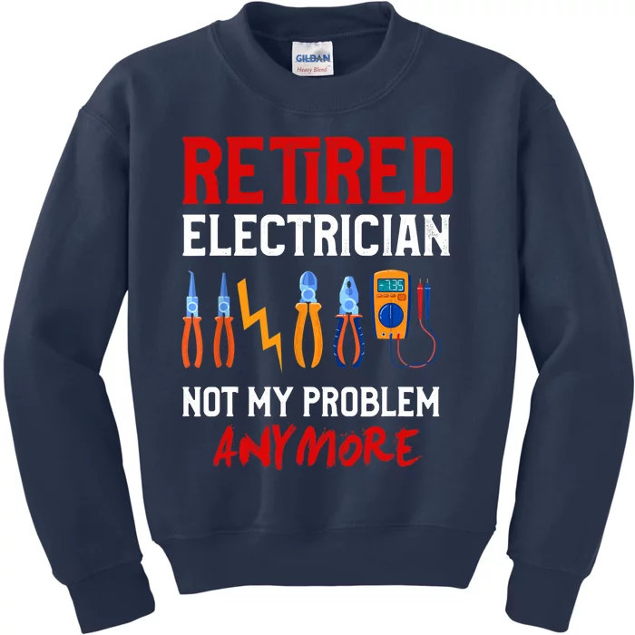 Electrician Retirement Gift Funny Retired Electrician Kids Sweatshirt