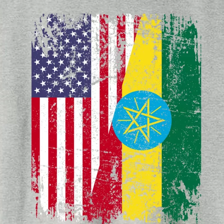 Ethiopian Roots Half American Flag Ethiopia Great Gift Women's Crop Top Tee