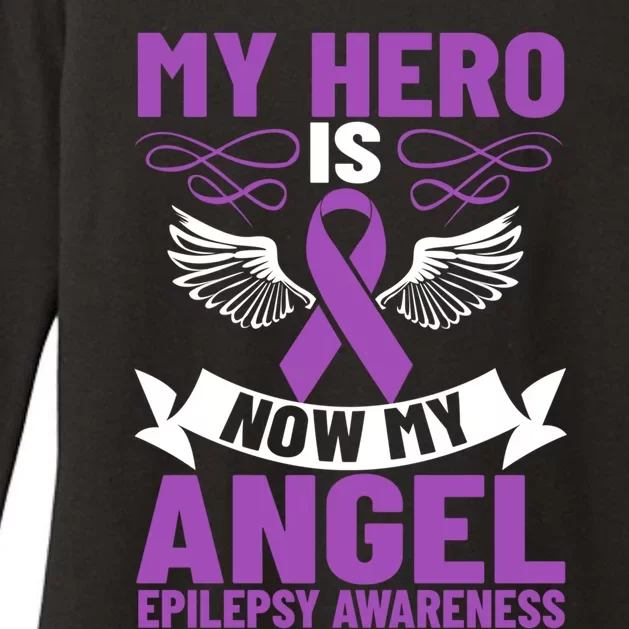 Epilepsy Ribbon My Hero Is Now My Angel Epilepsy Awareness Cute Gift Womens CVC Long Sleeve Shirt