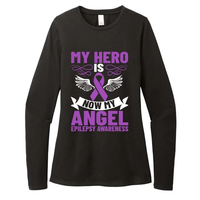 Epilepsy Ribbon My Hero Is Now My Angel Epilepsy Awareness Cute Gift Womens CVC Long Sleeve Shirt