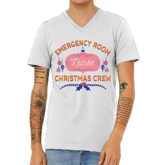 Emergency Room Nurse Christmas Crew V-Neck T-Shirt