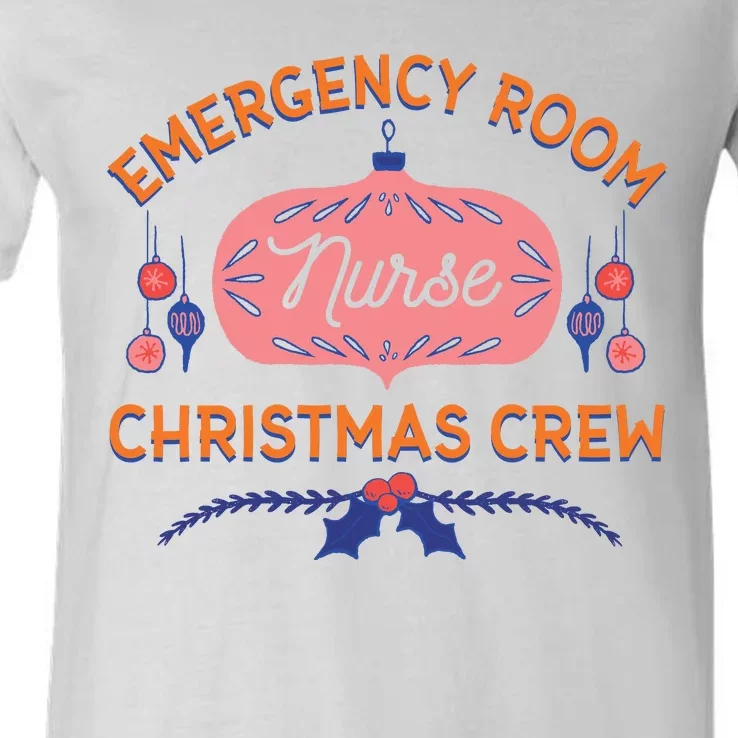 Emergency Room Nurse Christmas Crew V-Neck T-Shirt