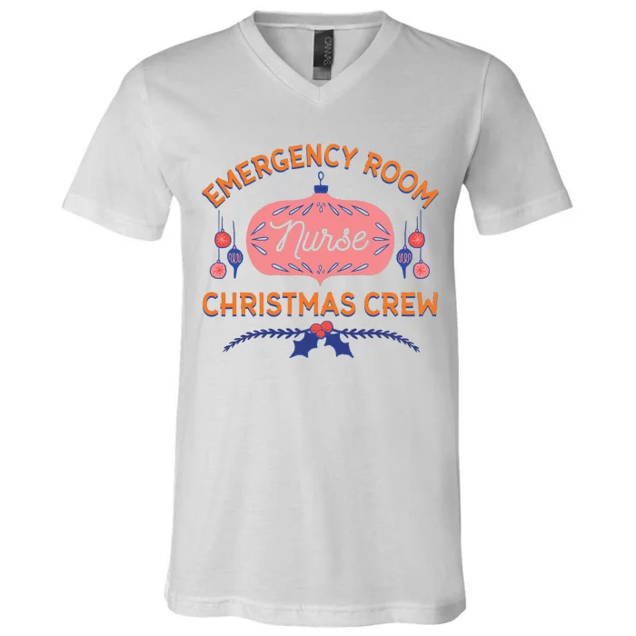 Emergency Room Nurse Christmas Crew V-Neck T-Shirt