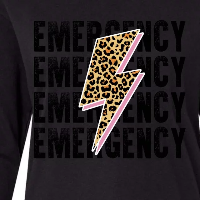 Emergency Room Nurse Departt Er Leopard Lightening Retro Gift Womens Cotton Relaxed Long Sleeve T-Shirt